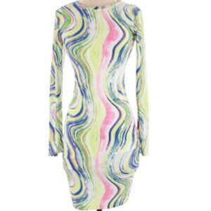 Speechless Long Sleeve Mini Dress Swirl Pattern Bodycon Size Medium NWOT